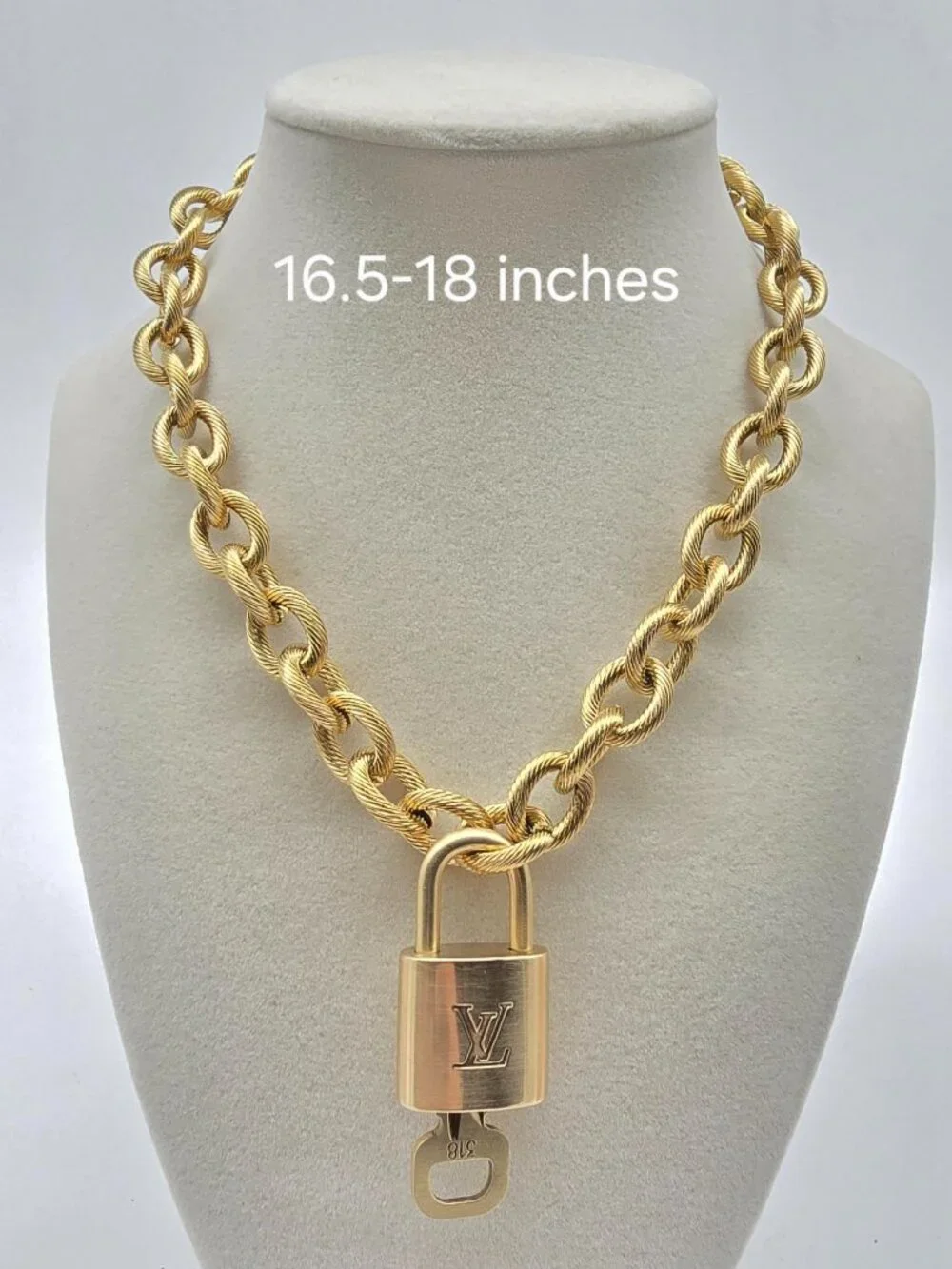 ✨ Stainless Steel Gold-Plated Necklace with Authentic Louis Vuitton Padlock ✨